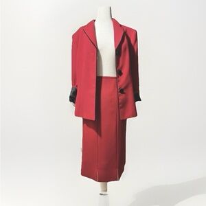 Vintage Kasper Red Skirt Suit Set | 90s Power Suit | Size 16 ♥️